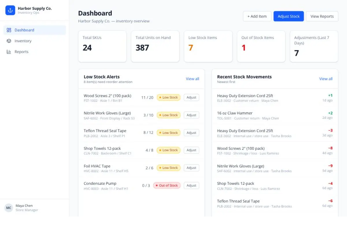 Inventory Management tool preview